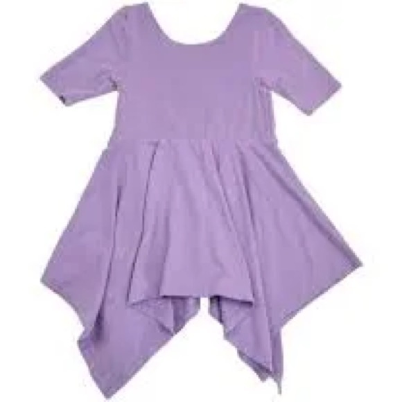 NWT! TEA COLLECTION Solid Hankerchief Hem Purple Dress 2 - Picture 1 of 8